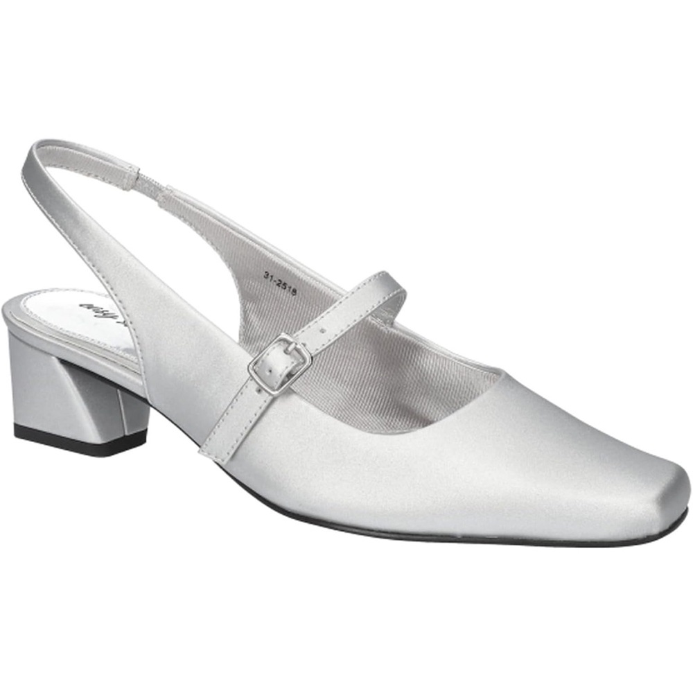easy street Silver Slingback Mary Jane Heel